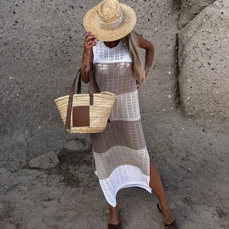 Vestido de Praia Crochê Feminino Marinna – Saída de Praia Leve e Elegante