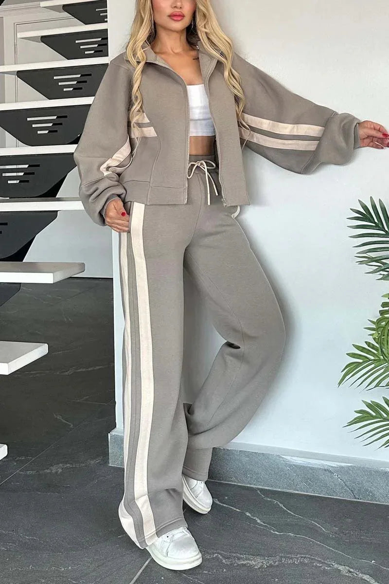 Conjunto Luísa Maison - Casaco + Calça Listrado - O Favorito do Inverno Americano