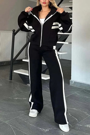 Conjunto Luísa Maison - Casaco + Calça Listrado - O Favorito do Inverno Americano