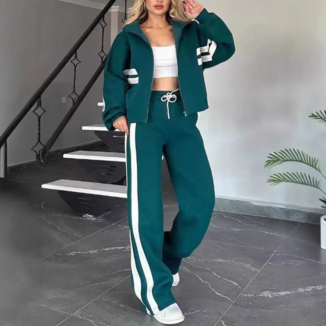 Conjunto Luísa Maison - Casaco + Calça Listrado - O Favorito do Inverno Americano