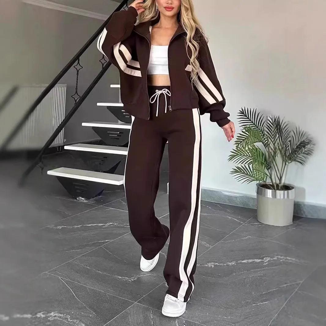 Conjunto Luísa Maison - Casaco + Calça Listrado - O Favorito do Inverno Americano