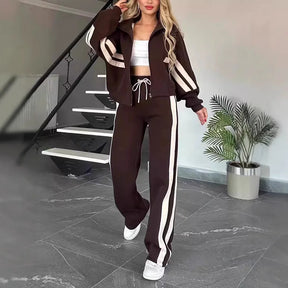 Conjunto Luísa Maison - Casaco + Calça Listrado - O Favorito do Inverno Americano
