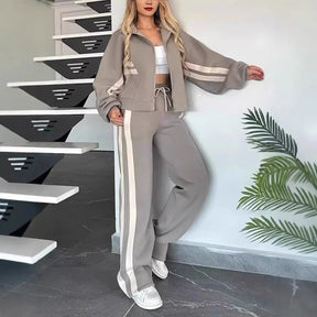 Conjunto Luísa Maison - Casaco + Calça Listrado - O Favorito do Inverno Americano