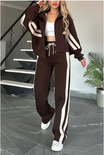 Conjunto Luísa Maison - Casaco + Calça Listrado - O Favorito do Inverno Americano