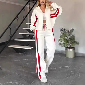 Conjunto Luísa Maison - Casaco + Calça Listrado - O Favorito do Inverno Americano