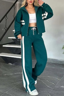 Conjunto Luísa Maison - Casaco + Calça Listrado - O Favorito do Inverno Americano
