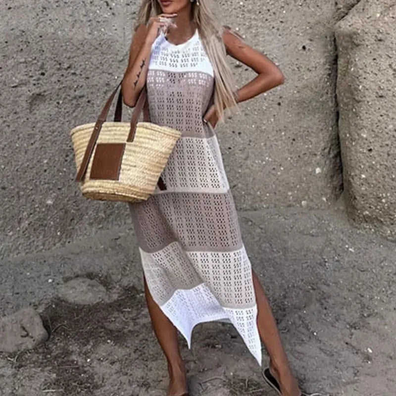 Vestido de Praia Crochê Feminino Marinna – Saída de Praia Leve e Elegante